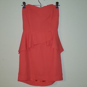 Coral strapless dress